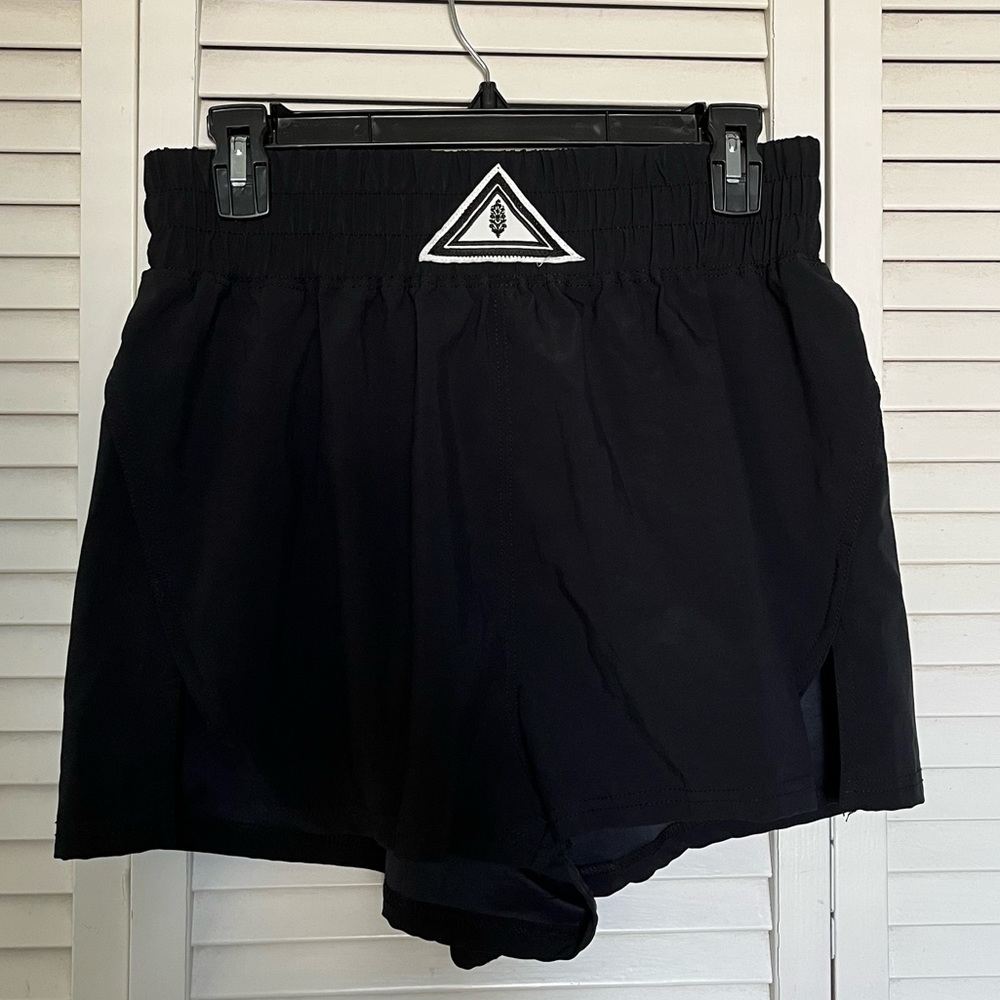 Free People Movement Black High-Waisted Active Shorts, Size Medium.